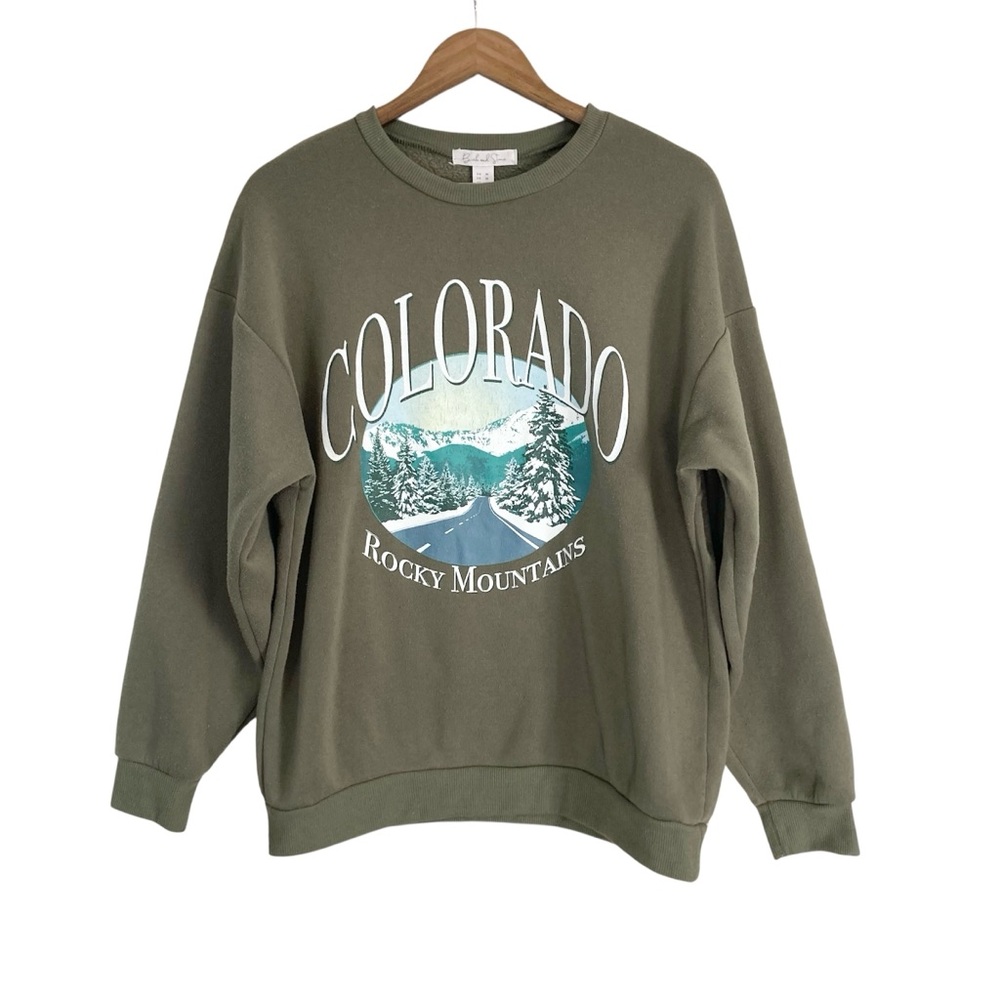 Birch & Stone Oversized Colorado Rocky Mountains Pullover Sweatshirt
